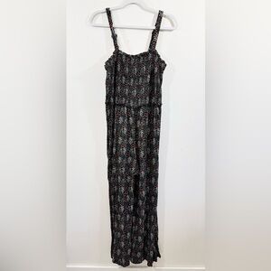 Angels Forever Young Dark Floral Jumpsuit Adjustable Smocked Cottagecore L